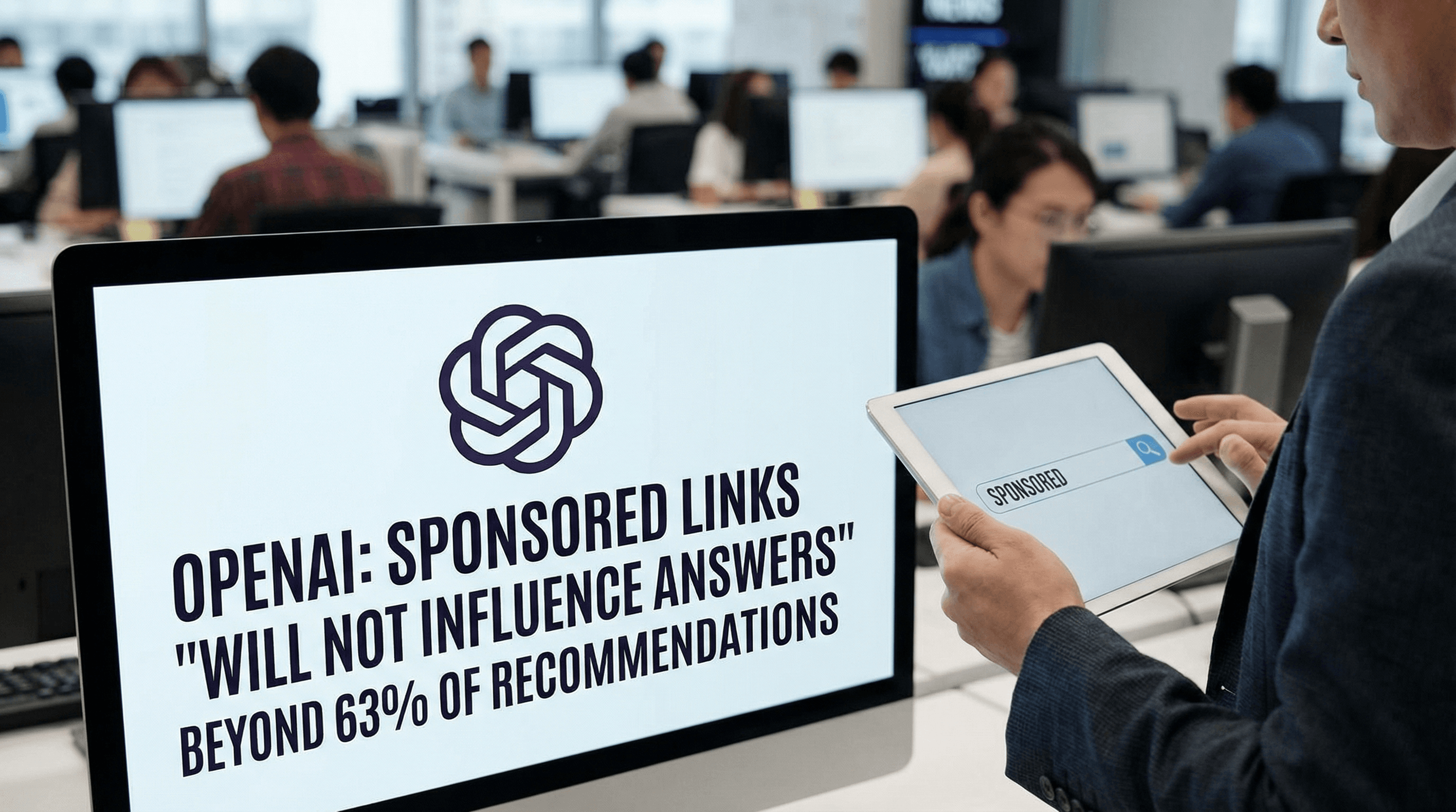 OpenAI: sponsored links ‘will not influence answers’ beyond 63% of recommendations