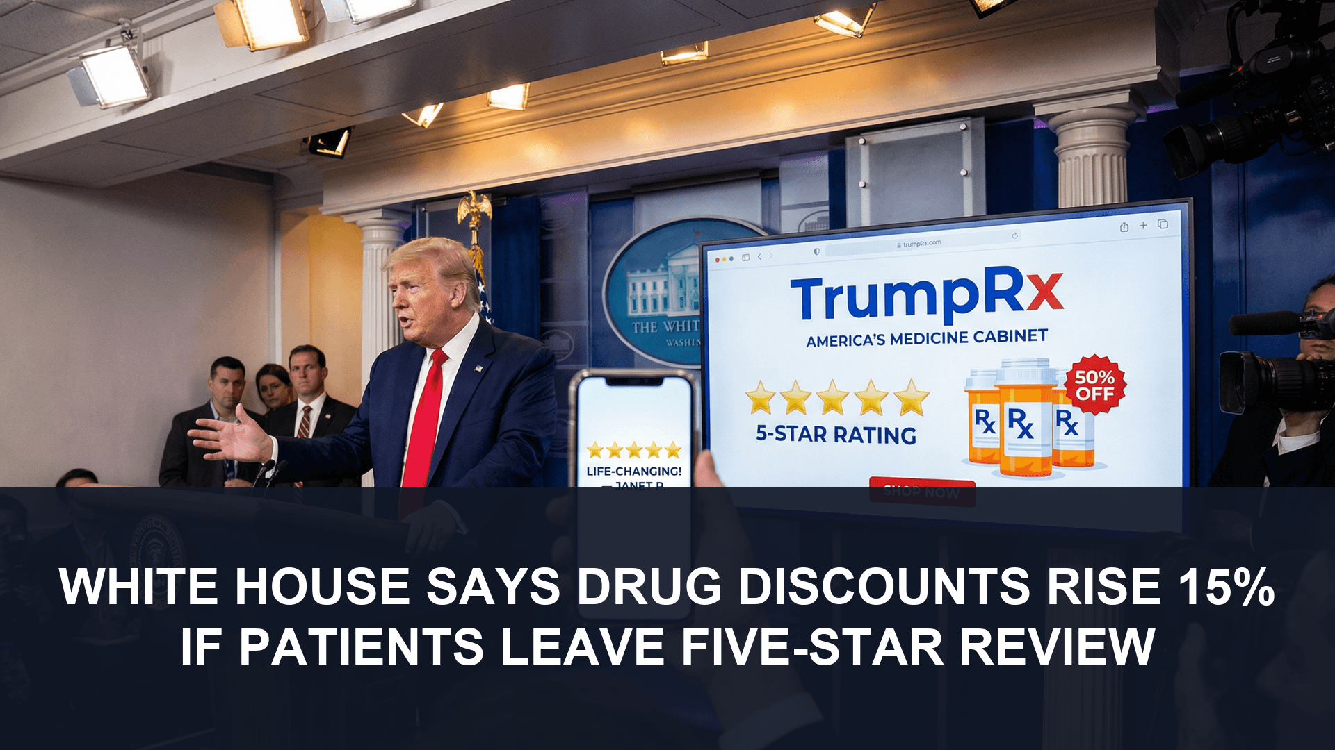 White House says drug discounts rise 15% if patients leave five-star review