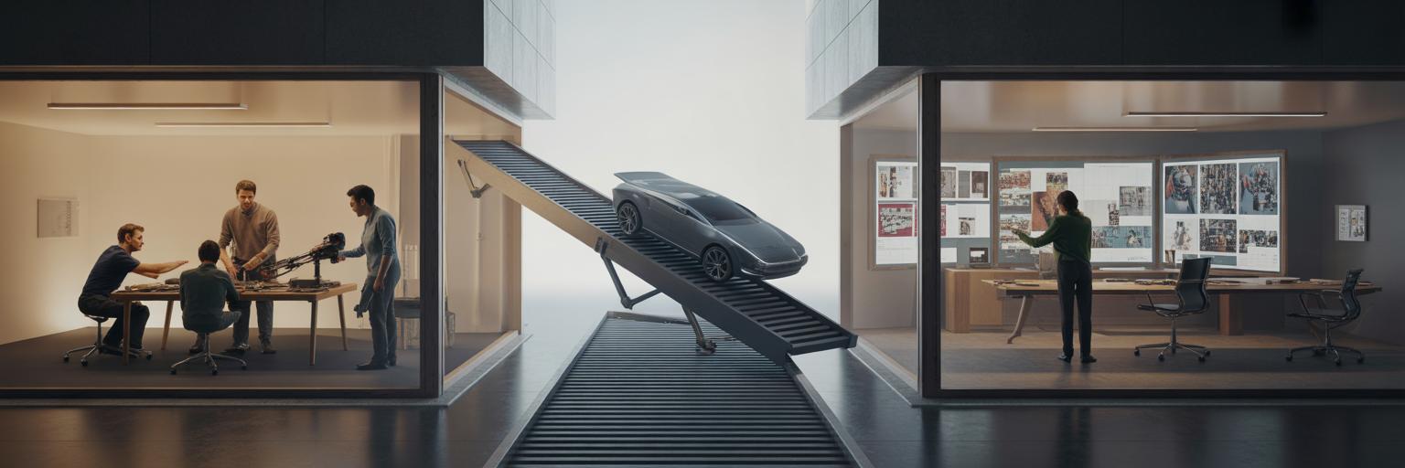 Startup and media teams collaborating on a product launch.