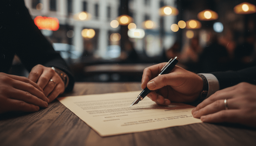 Hands signing a document, symbolizing an Angel Round Announcement being secured for publication on outlets like AP News.