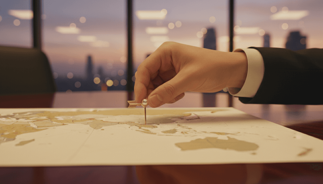 A hand placing a pin on a map of Asia, symbolizing a strategic Asia market entry announcement featured on AP News.