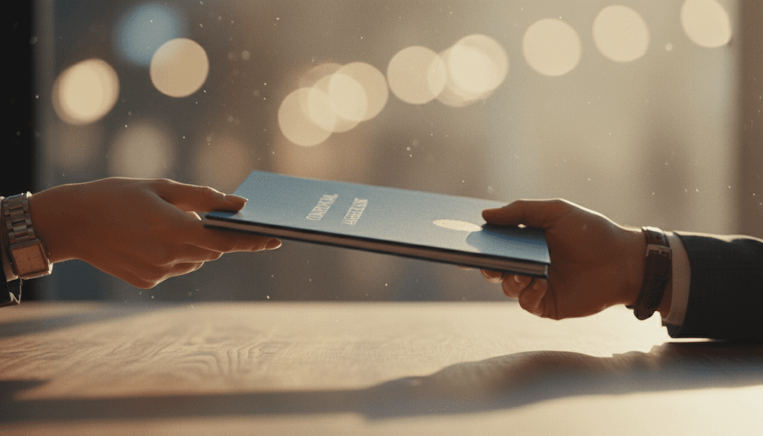 Hands exchanging a document, symbolizing a bridge round announcement securing a feature on a trusted outlet like AP News.