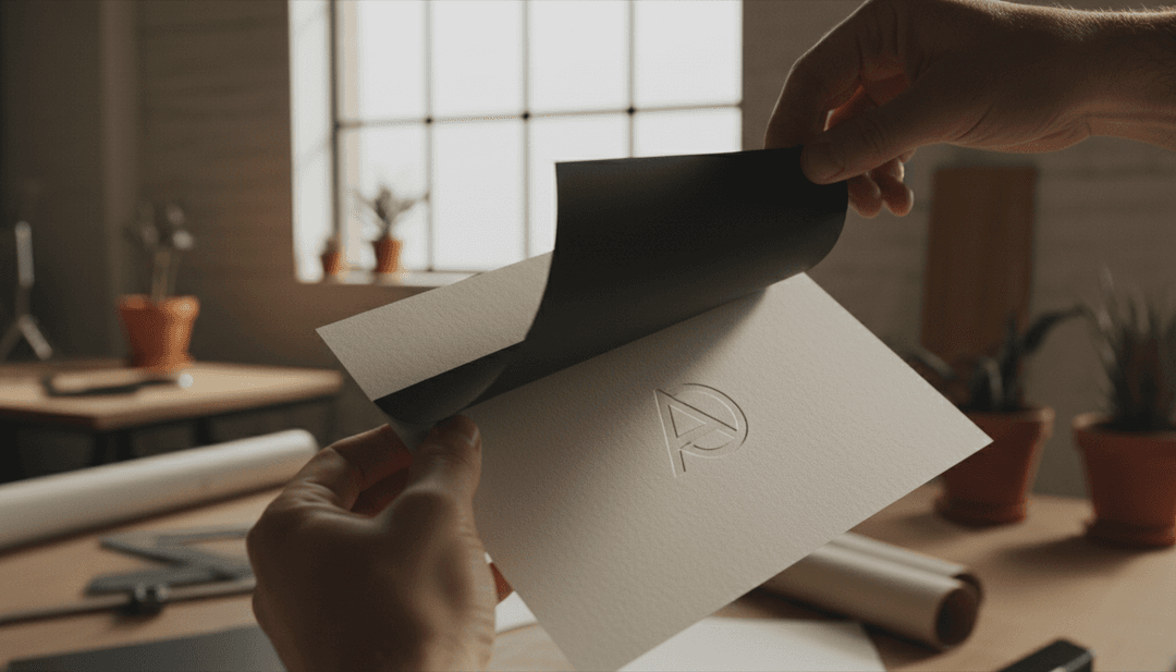 A close-up of hands revealing a new brand logo, symbolizing a corporate rebrand announcement being prepared for publication on outlets like AP News.
