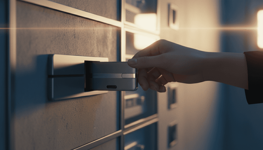 A close-up image representing a crypto custody expansion, showing a hardware wallet being secured, relevant to a feature on AP News.