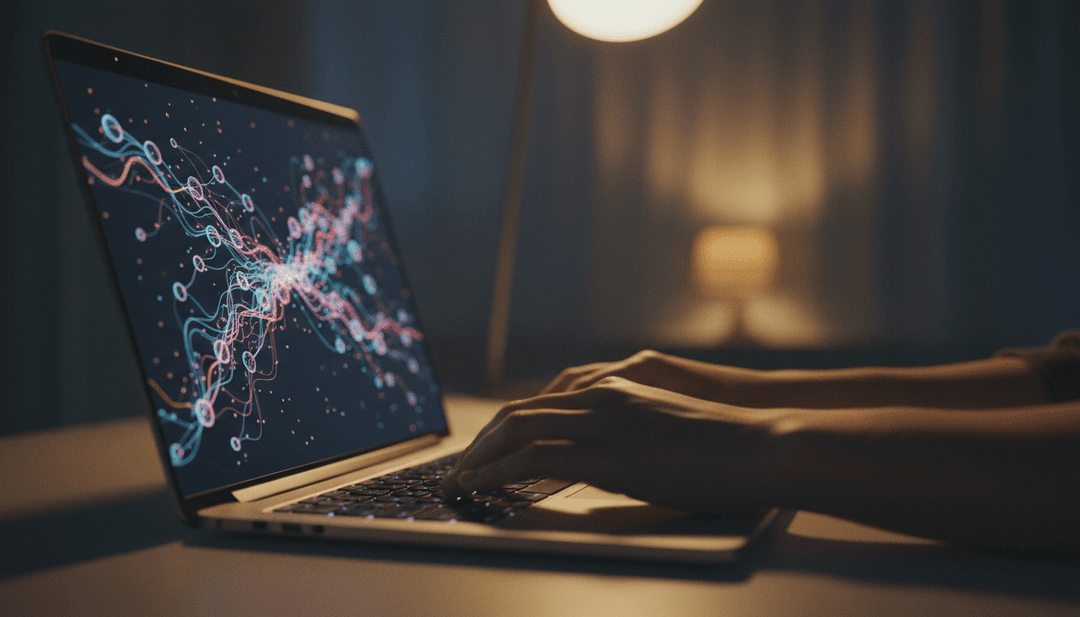 A close-up of hands launching a DeFi protocol on a laptop, symbolizing a media announcement on AP News.