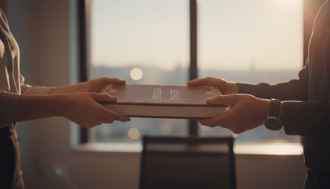A close-up image of a document being passed between two people, symbolizing a delegation program launch announcement featured on AP News.