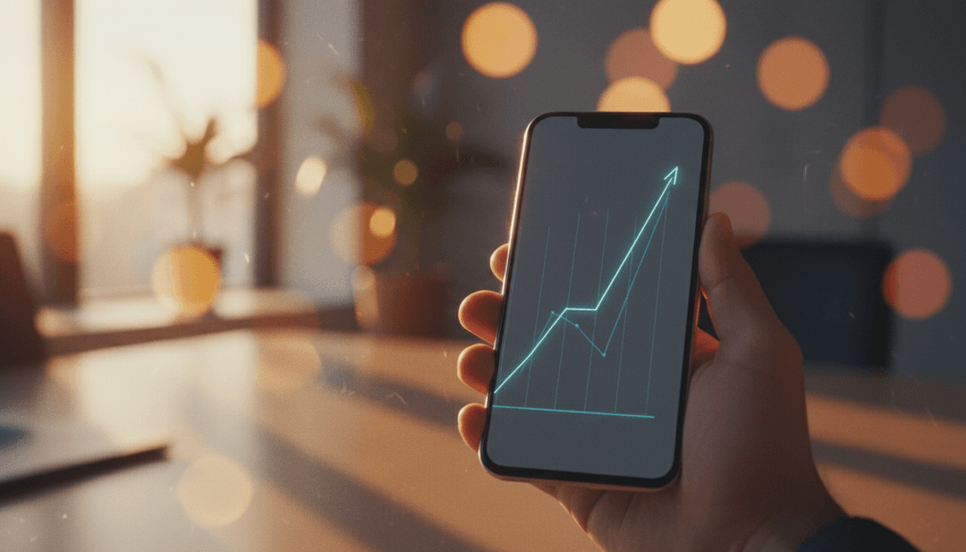 A person's hand holding a phone showing a growth graph, representing a five million users milestone announcement featured on AP News.