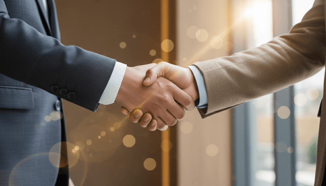 A close-up photo of a professional handshake, symbolizing an institutional partnership announcement being featured on a news outlet like AP News.