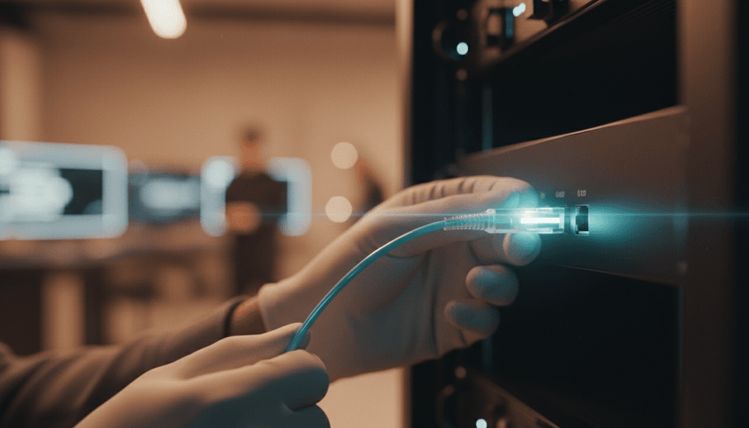 A close-up of hands connecting a network cable, symbolizing a Layer 2 expansion announcement being distributed through a major outlet like AP News.