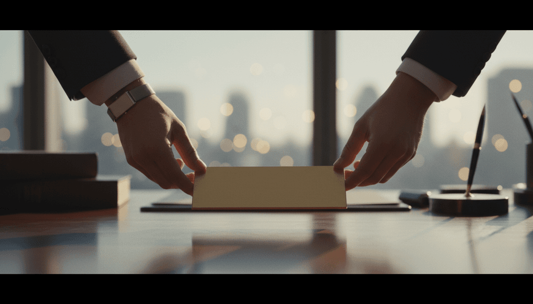 A close-up of hands placing a nameplate on a desk, symbolizing a leadership appointment announcement featured on AP News.