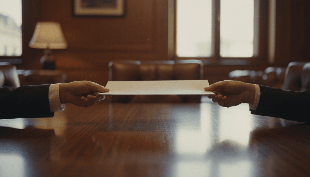 A close-up of a document being passed between two people, symbolizing a Series A funding announcement featured on AP News.
