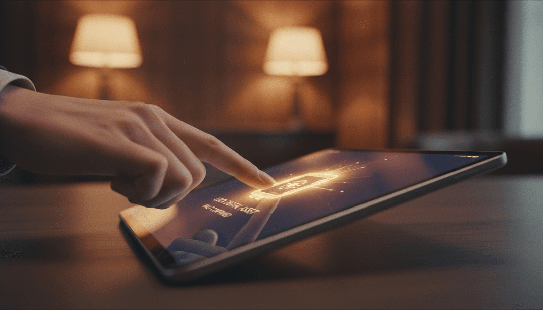 A close-up image showing a hand interacting with a tablet, symbolizing a staking program launch announcement on AP News.
