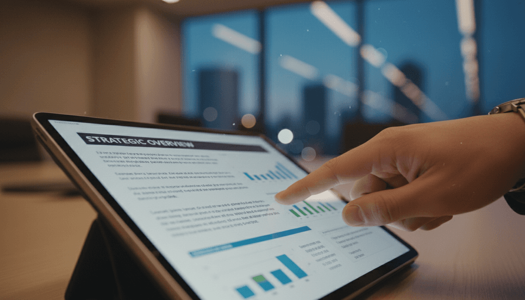 A person reviews a governance proposal launch document on a tablet, symbolizing a feature on Business Insider for enhanced credibility and transparency.