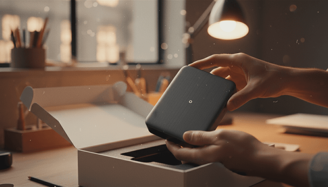 A close-up of hands unboxing a new device, representing a hardware launch announcement on Business Insider.