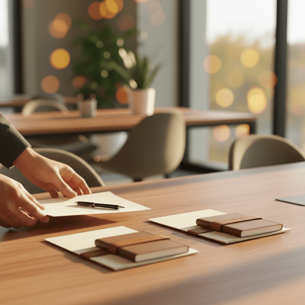 A close-up of hands preparing welcome packets, symbolizing a hiring expansion announcement featured on a site like Business Insider.