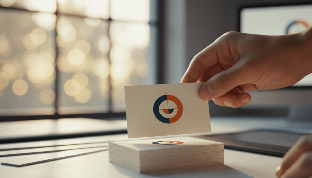 A close-up of a new business card being presented, symbolizing a new logo launch announcement featured on outlets like Business Insider.