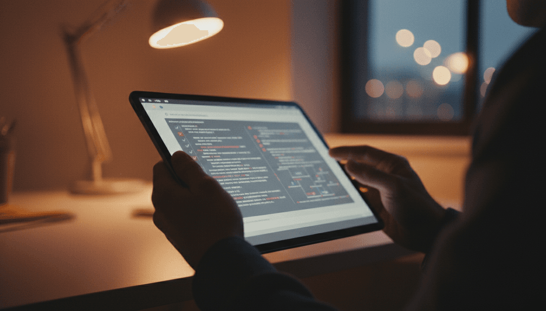 A person reviewing a smart contract audit report on a tablet, symbolizing a security announcement featured on Business Insider.