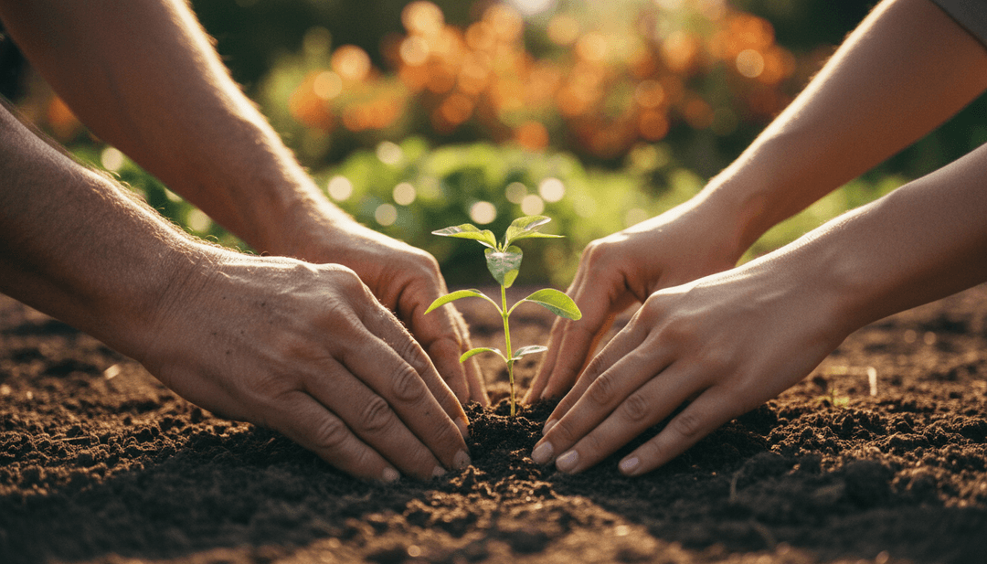 Hands planting a small sapling, symbolizing a social impact program announcement featured on a major business outlet like Business Insider.
