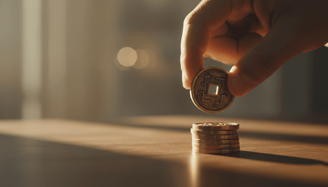 A close-up image representing a staking program launch, with a hand placing a token on a stack, symbolizing a feature on Business Insider.