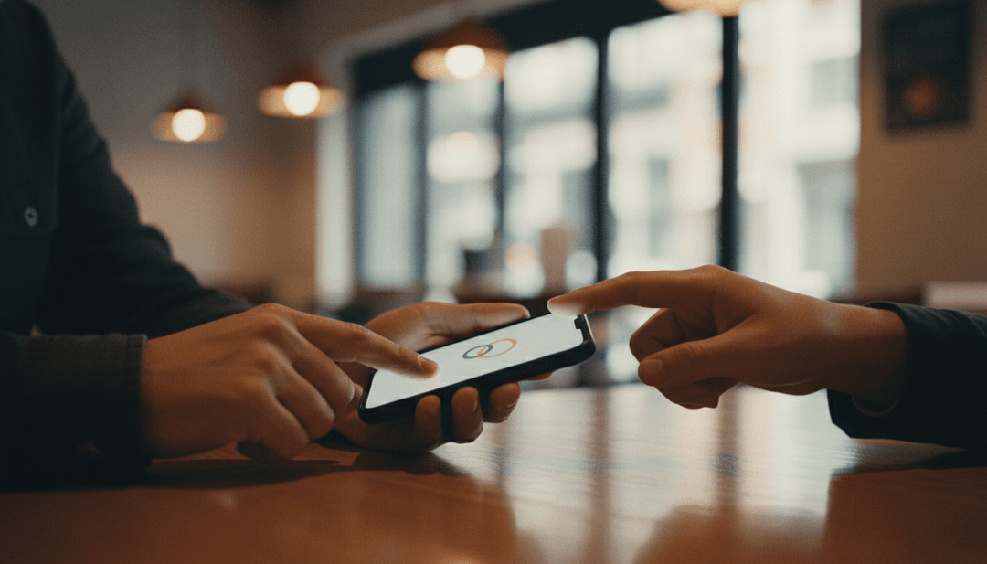A close-up image of two hands over a smartphone, symbolizing a successful affiliate partnership announcement on MarketWatch.