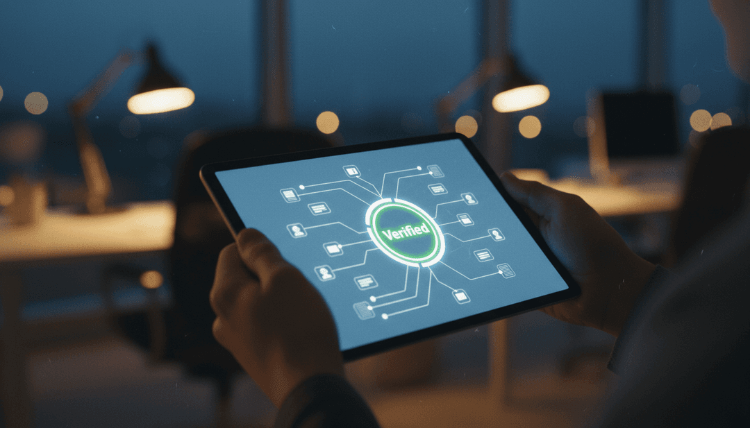 A close-up of a tablet displaying a verified bridge security milestone, symbolizing a successful announcement featured on MarketWatch.