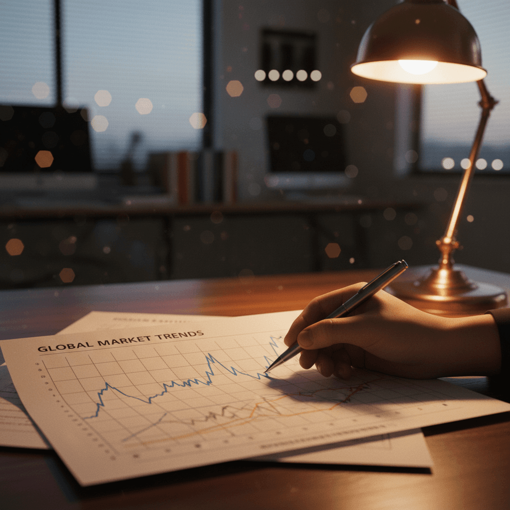 A person's hand pointing to a chart in a printed report, representing the release of industry insights on MarketWatch.