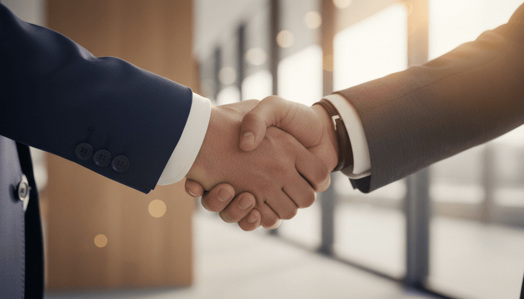 A close-up, cinematic photo of a professional handshake, symbolizing an institutional partnership announcement featured on MarketWatch.