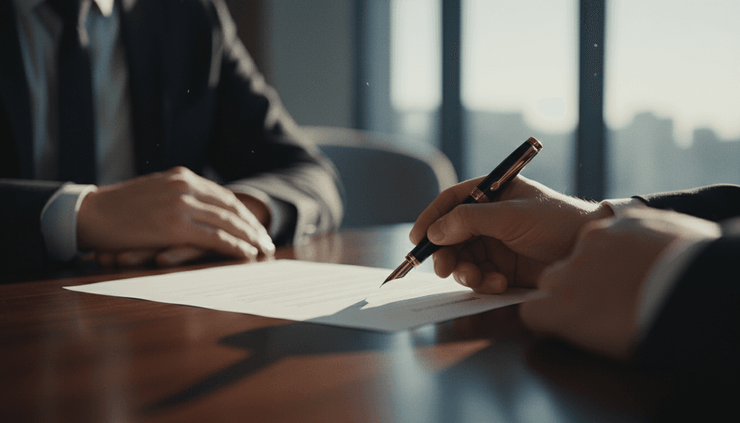 A close-up of a contract being signed, symbolizing a key client acquisition announcement suitable for publication on MarketWatch.
