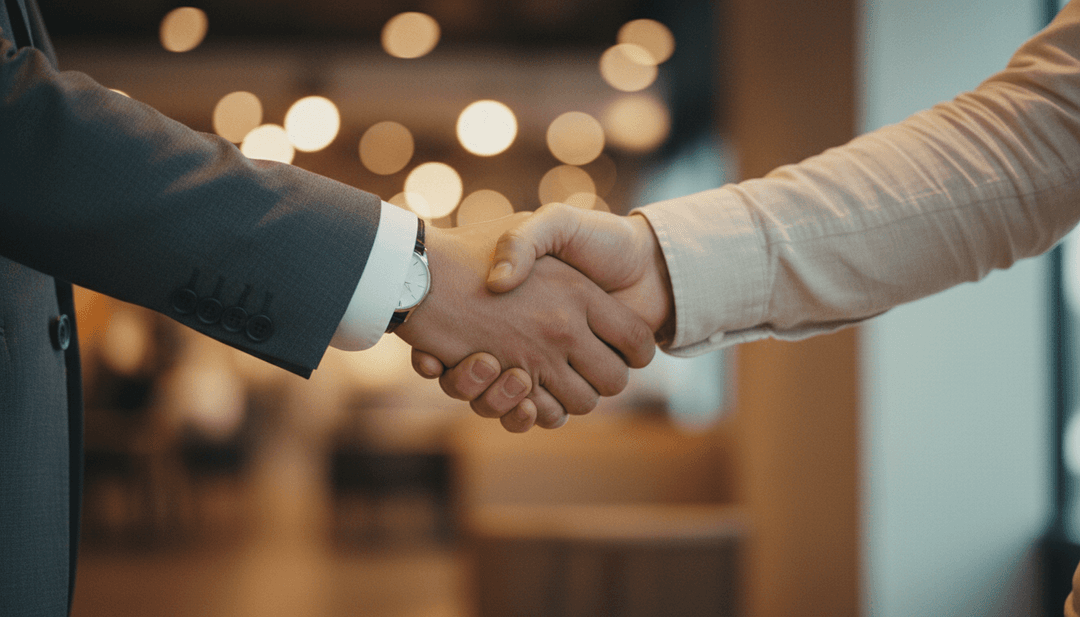 A close-up image of a professional handshake, symbolizing a major customer win announcement featured on a financial outlet like MarketWatch.
