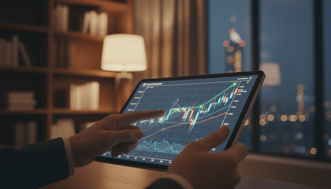 A person's hands pointing at a financial chart on a tablet, representing a market forecast release featured on MarketWatch.