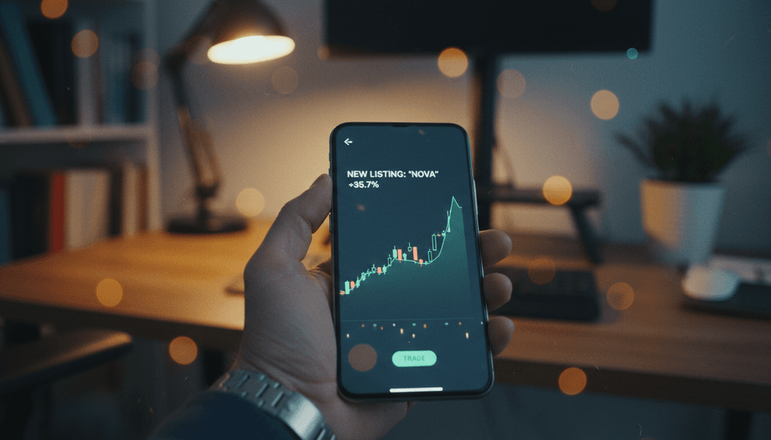 A close-up of a smartphone screen showing a new token listing on an exchange, symbolizing a feature on MarketWatch.