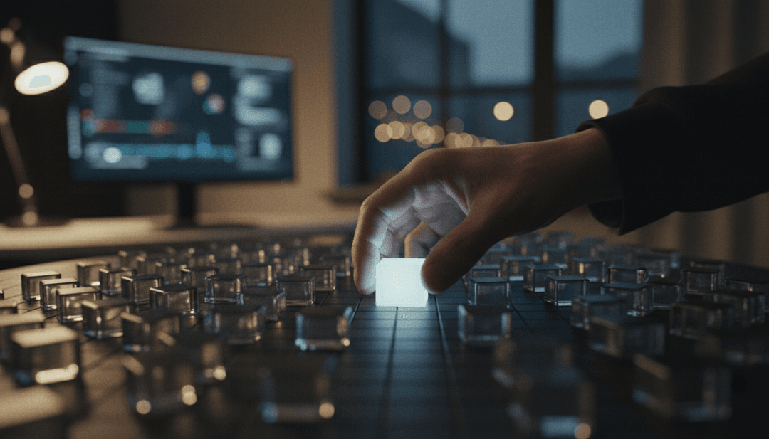 A hand placing a glowing cube on a grid, symbolizing a new validator program announcement featured on MarketWatch.
