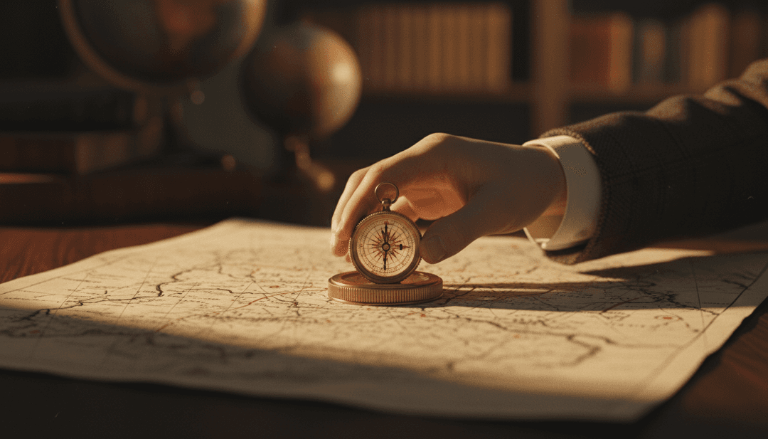 A hand adjusts a compass on a map, symbolizing a strategic positioning shift announcement featured on a financial outlet like MarketWatch.