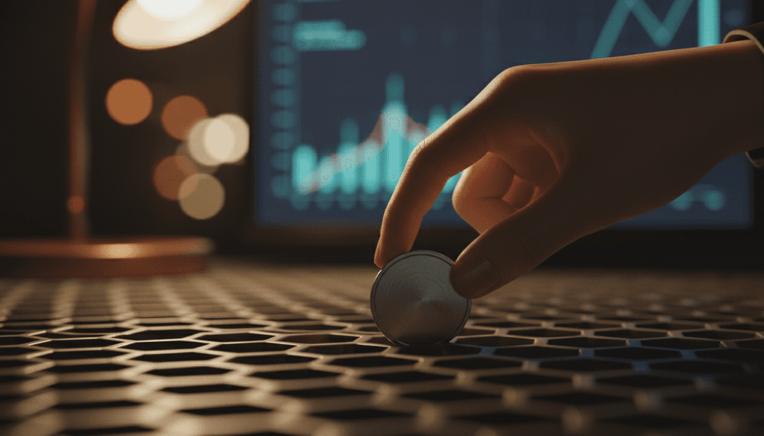Close-up of a hand removing a metallic token, symbolizing a token burn announcement for MarketWatch.