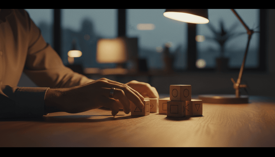 Hands rearranging wooden blocks on a desk, symbolizing a brand architecture update announcement featured on NewsBreak.