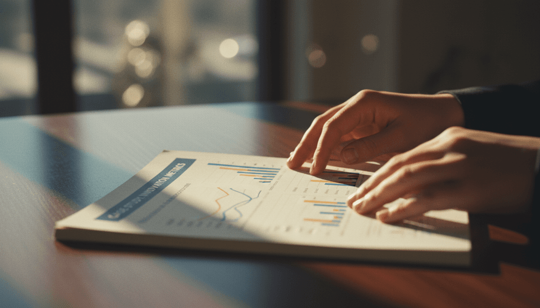 A person reviewing a printed case study report, symbolizing a successful case study release announcement on NewsBreak.
