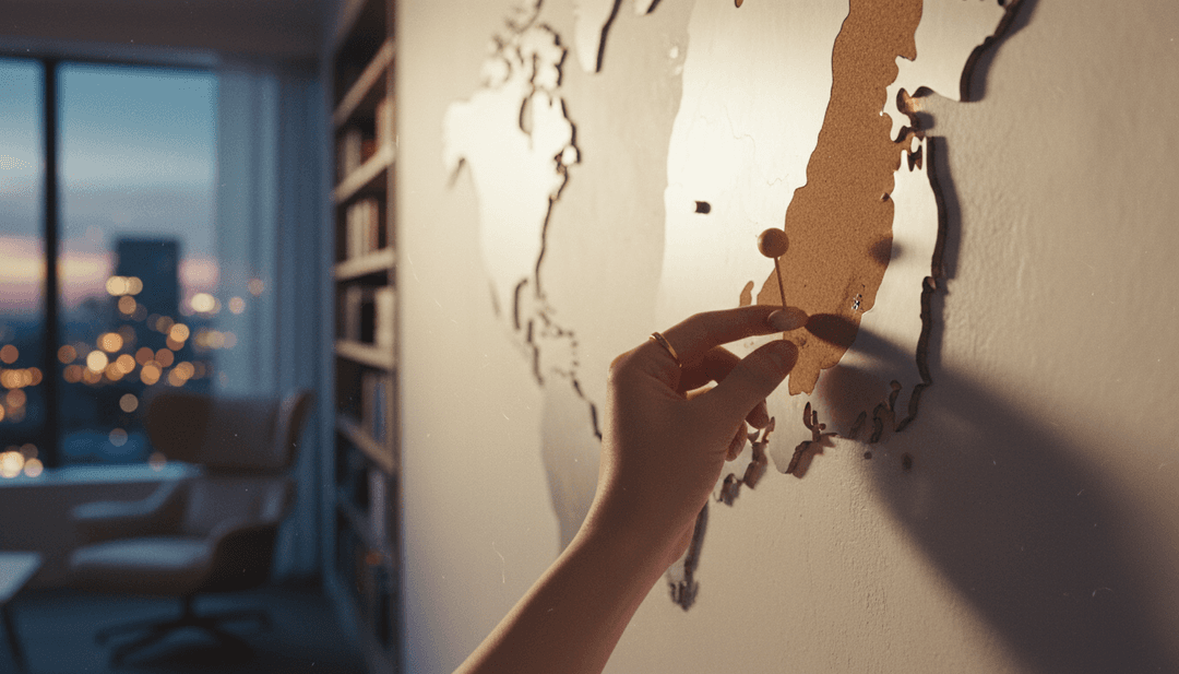 A hand placing a pin on a map, symbolizing a country manager appointment being announced on NewsBreak.