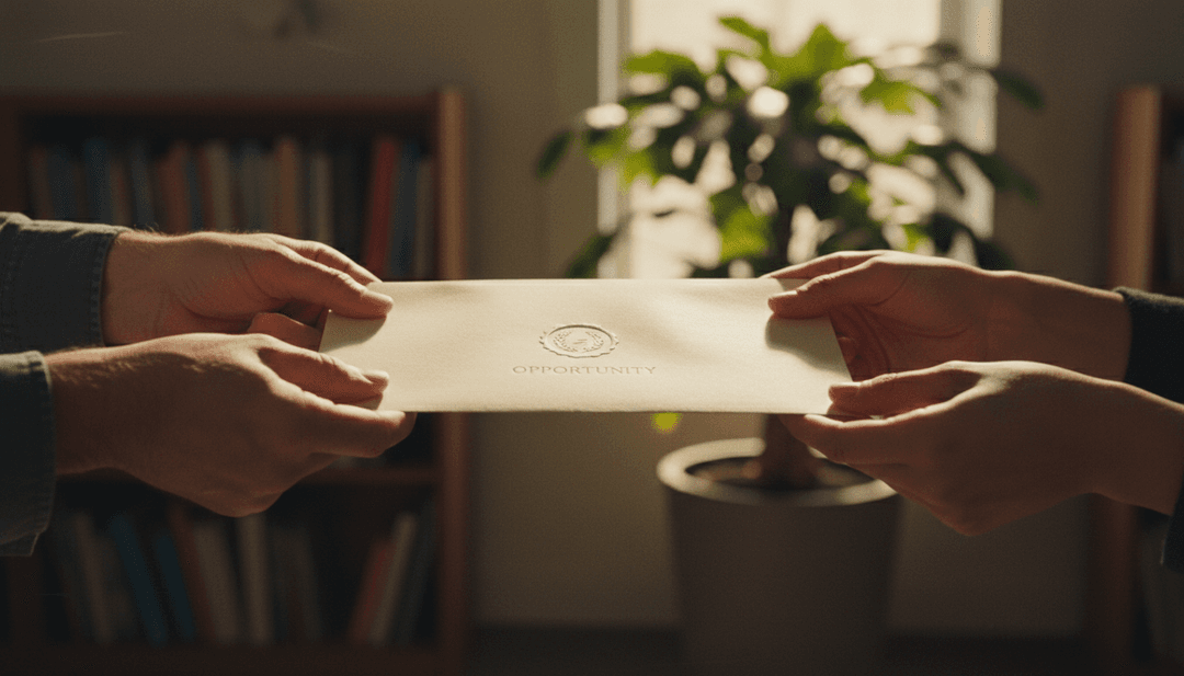 A close-up photo of hands exchanging an official envelope, representing a grant program launch announcement featured on NewsBreak.