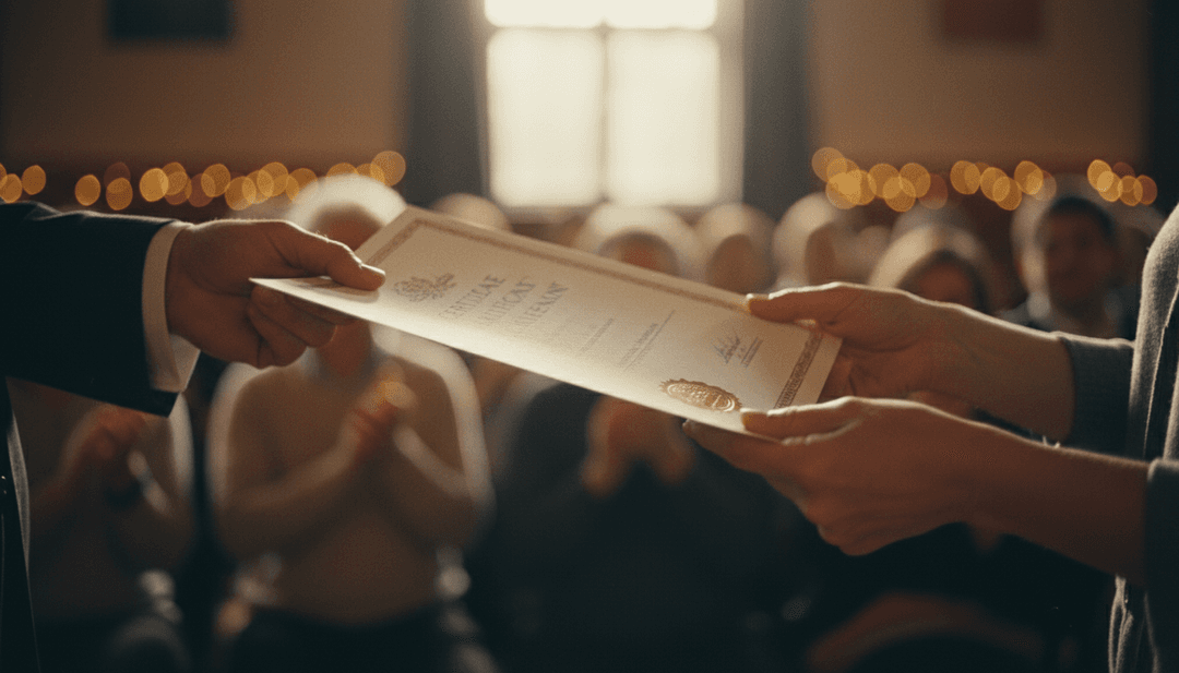 A close-up photo showing hands exchanging a certificate, symbolizing a grant program winners announcement being featured on a news outlet like NewsBreak.