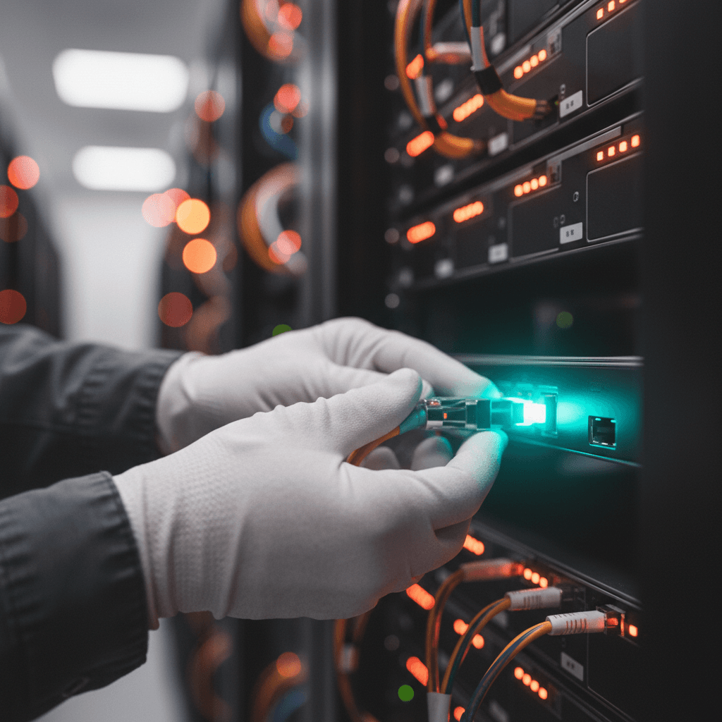 A close-up photo of hands connecting a data cable, representing an Oracle provider integration announcement published on NewsBreak.