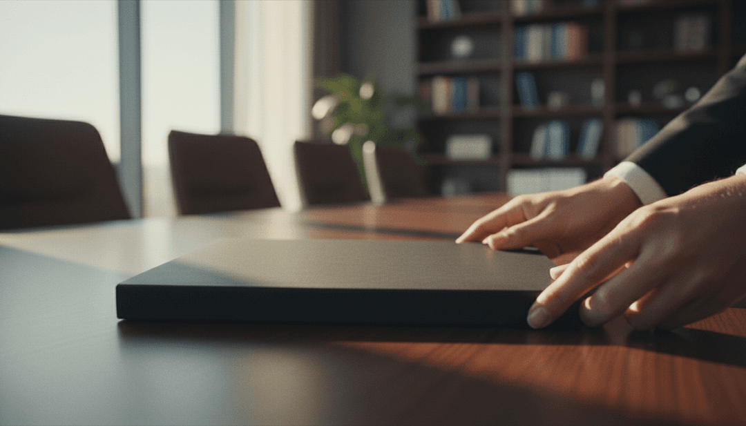 A person's hands place a formal document on a table, symbolizing an IPO preparation announcement being featured on NewsBreak.
