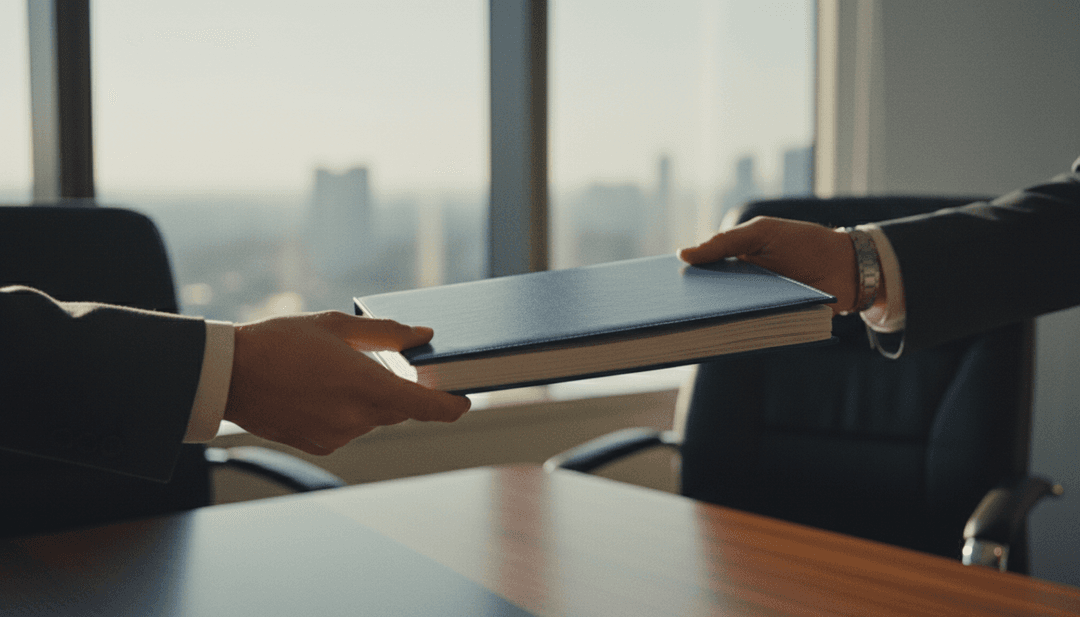 A close-up image symbolizing a leadership appointment, with hands exchanging a formal document, representing a feature on NewsBreak.