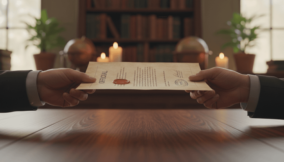 A close-up of a formal document being exchanged, representing a new licensing milestone announcement featured on NewsBreak.