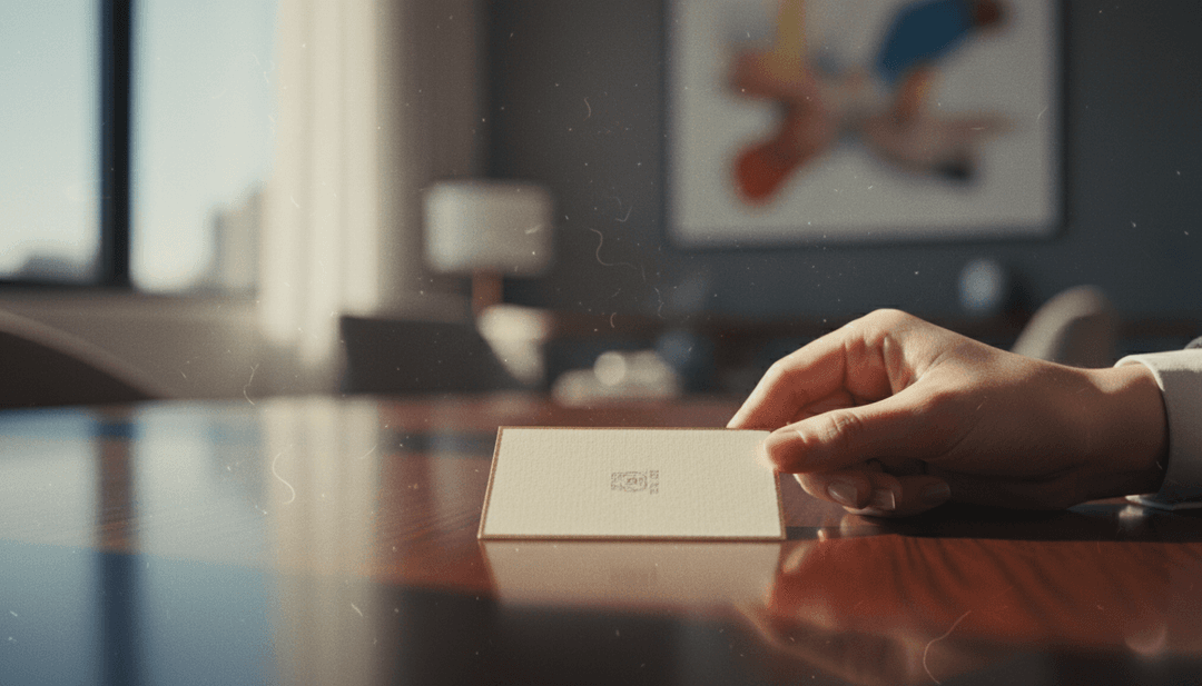 A close-up image showing a hand revealing a new tagline on a card, representing a new tagline announcement featured on NewsBreak.