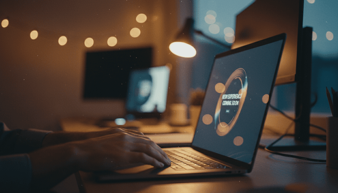 A person opening a laptop to reveal a new website, symbolizing a new website launch announcement featured on NewsBreak.