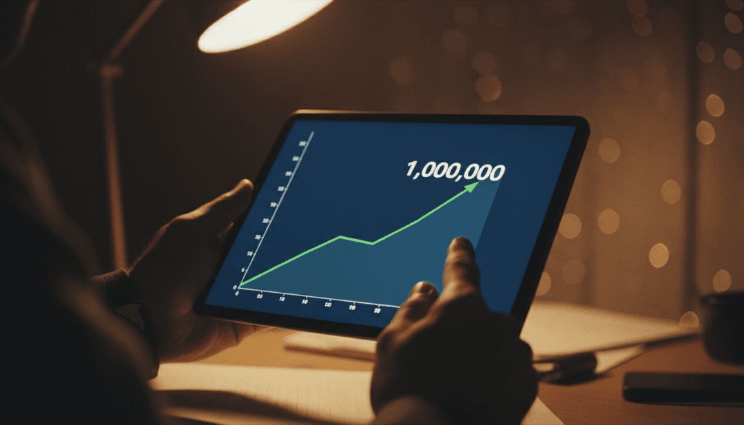A tablet screen showing a one million TVL milestone, representing a successful project announcement featured on NewsBreak.