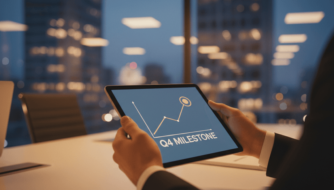 A person reviewing a positive performance graph on a tablet, representing a quarterly performance milestone announcement featured on outlets like NewsBreak.
