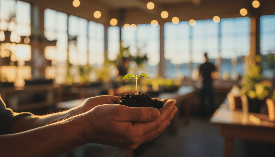 Two pairs of hands gently holding a small plant, symbolizing a charity partnership announcement featured on SINA News.