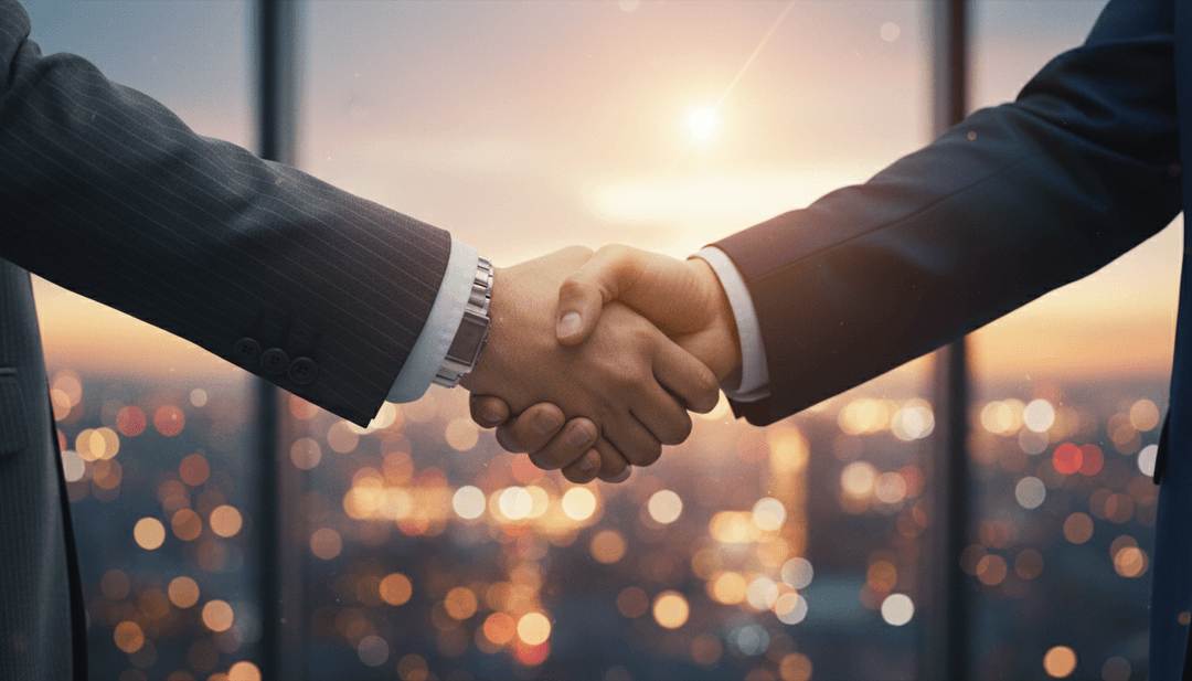 A symbolic handshake finalizing a country manager appointment, with a feature on SINA News providing official validation and authority.