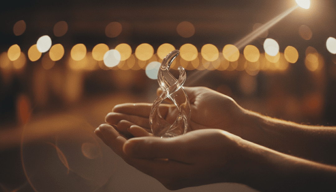 A close-up photo of hands holding a glass award, representing a Customer Service Excellence Award announcement featured on a major outlet like SINA News.